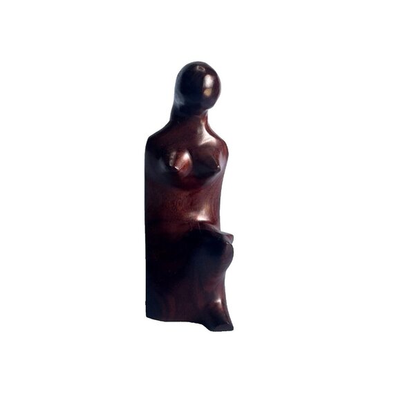 Vintage Hand-Carved Female African Tribal Wood Figurine 6 1/4" Tall - Picture 1 of 6